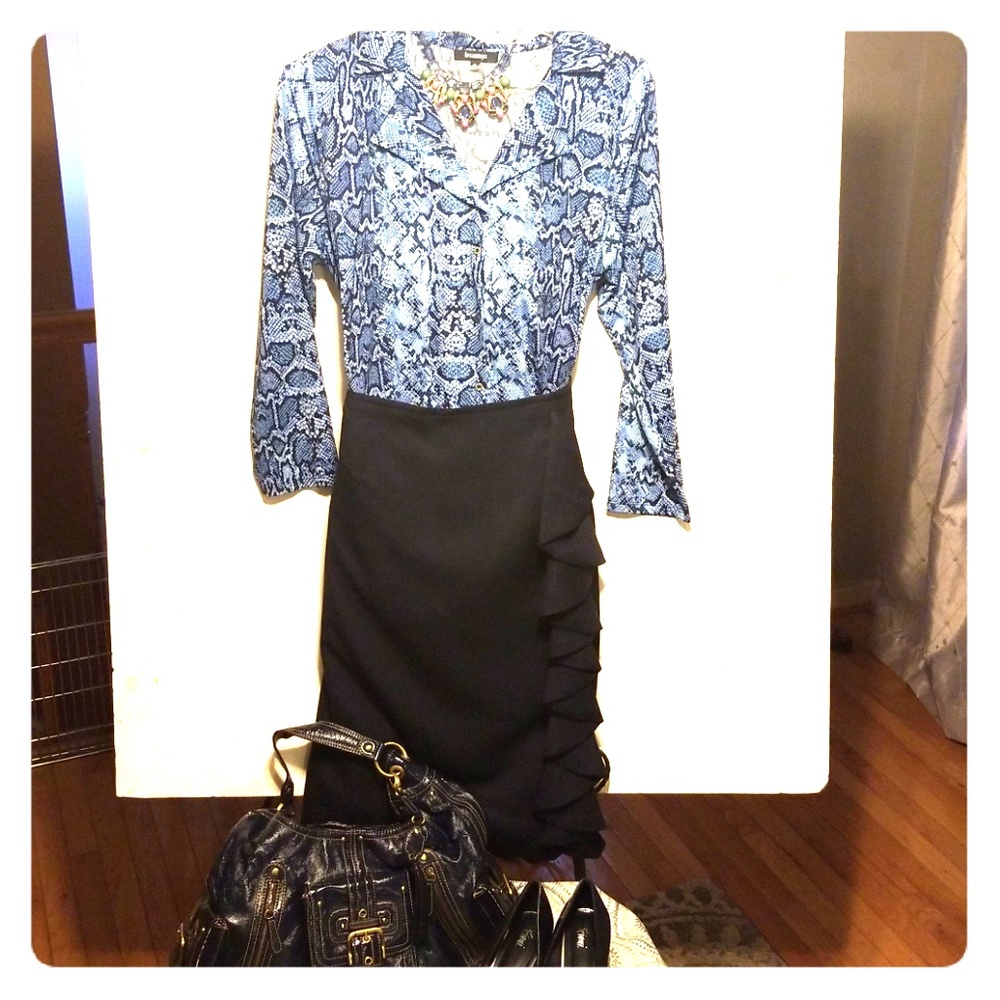 PLUS SIZE ISABELLA SIDE RUFFLE PENCIL SKIRT